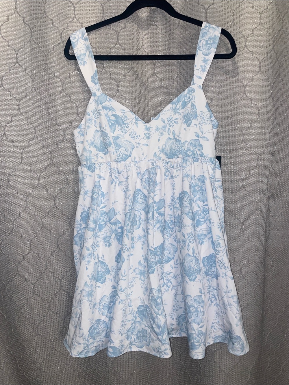 Blue Floral Cotton Sundress Size L.  New